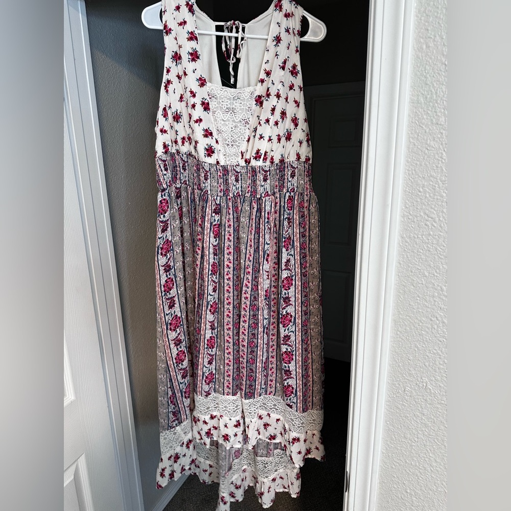 Torrid Floral Hi Lo Maxi Dress with Lace Details